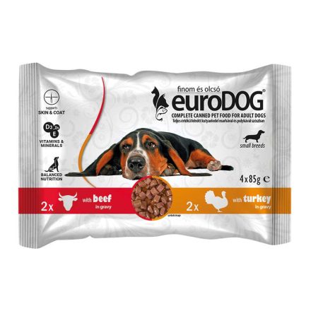 EURO DOG POUCH SMALL BREEDS DUO 4X85G MARH-PULYKA 