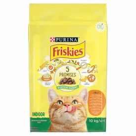   Friskies Indoor száraz macskaeledel csirkével és hozzáadott kerti zöldségekkel 10kg