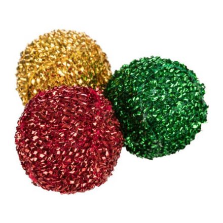 TRIXIE XMAS CICAJÁTÉK ZÖRGŐS LABDA 4CM 3DB-OS