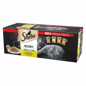   Sheba Delicacy tasakos eledel baromfi válogatás szószban felnőtt macskák számára 40 x 85g