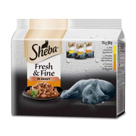 Sheba Fresh & Fine baromfi válogatás felnőtt macskák számára 15 x 50g