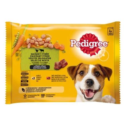 PEDIGREE Alutasakos válogatás csirke és marha zöldséggel 4x100g