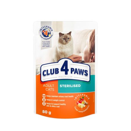 CLUB 4 PAWS PREMIUM CAT STERIL NEDVES ELEDEL CSIRKE 80G