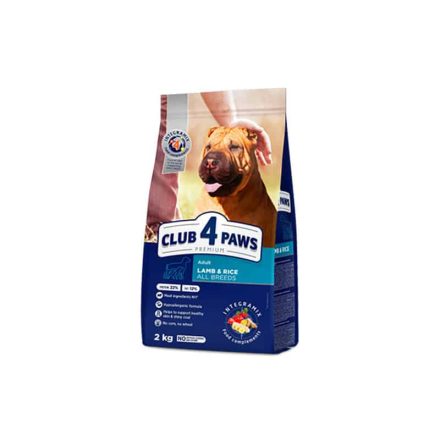 CLUB 4 PAWS PREMIUM DOG SZÁRAZ TÁP BÁRÁNY RIZS 2KG