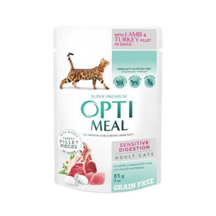 OPTIMEAL CAT POUCH 85g SENSITIVE BÁRÁNY-PULYKA FILÉ  SZÓSZBAN