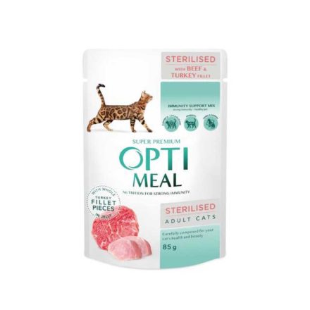 OPTIMEAL CAT POUCH 85g STERIL MARHA-PULYKA FILÉ ZSELÉBEN
