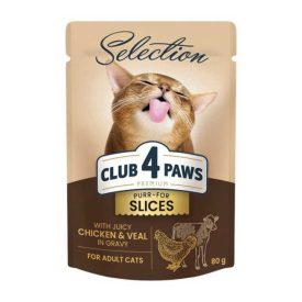 CLUB4PAWS CAT POUCH SLICES 85g Csirke-Borjú