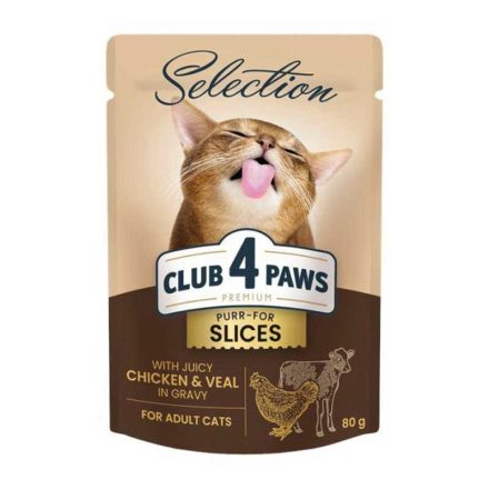 xCLUB4PAWS CAT POUCH SLICES 85g Csirke-Borjú