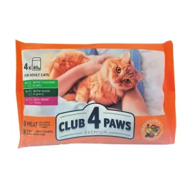   CLUB4PAWS CAT POUCH 4X85g KACSA SZÓSZBAN - CSIRKE és MARHA ZSELÉBEN