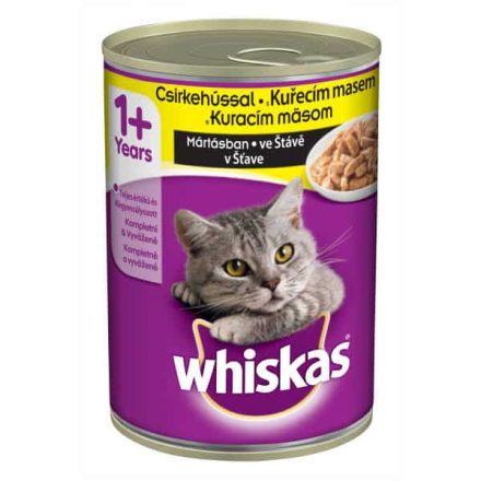 Whiskas konzerv csirkehússal mártásban felnőtt macskák számára 400g