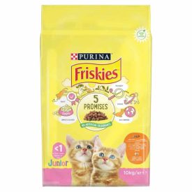   Friskies Junior száraz macskaeledel csirkével, tejjel és hozzáadott zöldségekkel 10kg