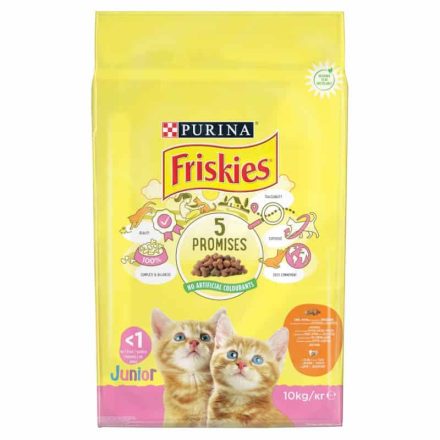 Friskies Junior száraz macskaeledel csirkével, tejjel és hozzáadott zöldségekkel 10kg