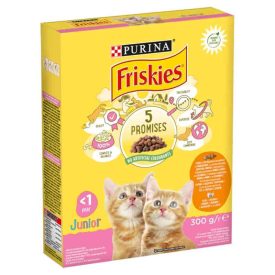   Friskies Junior száraz macskaeledel csirkével, tejjel és hozzáadott zöldségekkel 300g