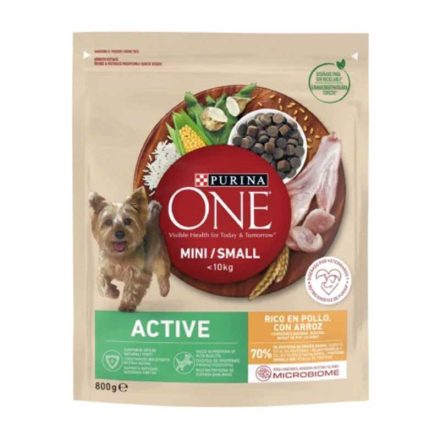 Purina One Mini/Small <10 kg Active csirkében gazdag kutyaeledel rizzsel 800g
