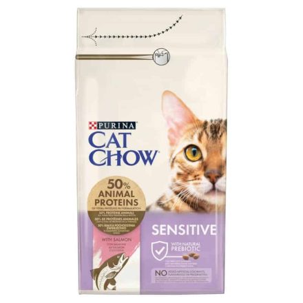 Cat Chow Sensitive lazacban gazdag száraz macskaeledel 1,5kg