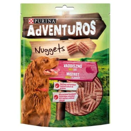 PURINA ADVENTUROS NUGGETS Jutalomfalat kutyáknak - Vaddisznó-vad ízű 90g