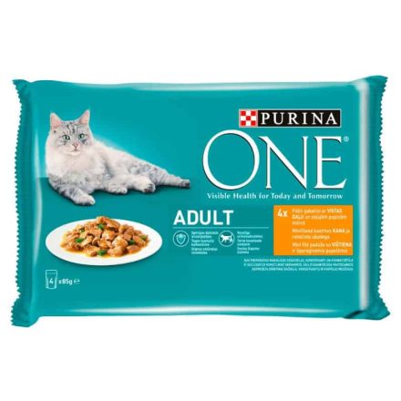 Purina One Csirkével és Zöldbabbal nedves macskaeledel felnőtt macskák számára 4 x 85g