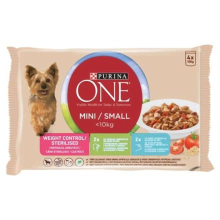 PURINA ONE MINI/SMALL Pulykával és Sertéssel szószban 4x100g