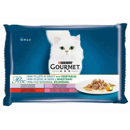 Gourmet Perle macskaeledel 4*85 g Zöldséggel
