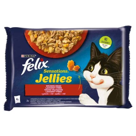 Felix Sensations Jellies Házias Válogatás aszpikban nedves macskaeledel 4 x 85g (340g)