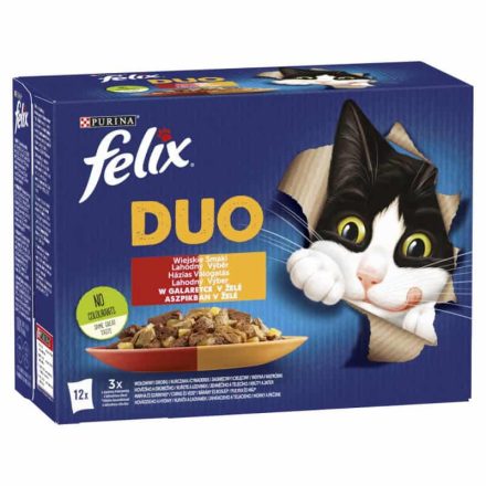 Felix Fantastic Duo Házias Válogatás aszpikban nedves macskaeledel 12 x 85g (1,02kg)