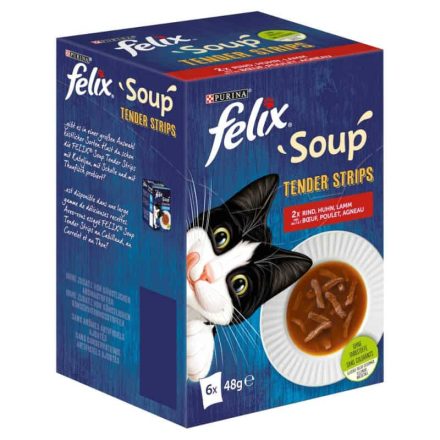 FELIX Soup Tender strips Házias válogatás szószban nedves macskaeledel falatkákkal 6 x 48g