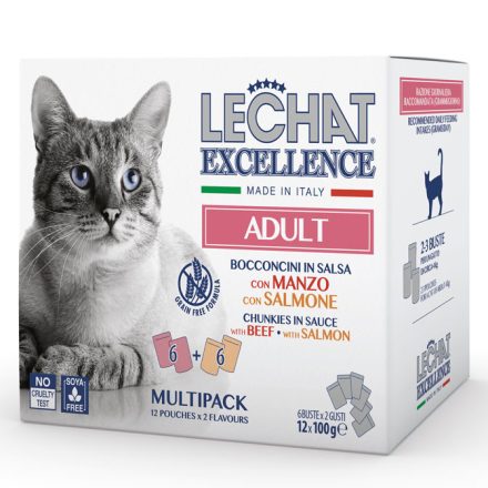 LeChat Excellence Multipack Adult Marhahús és Lazac 12x100g