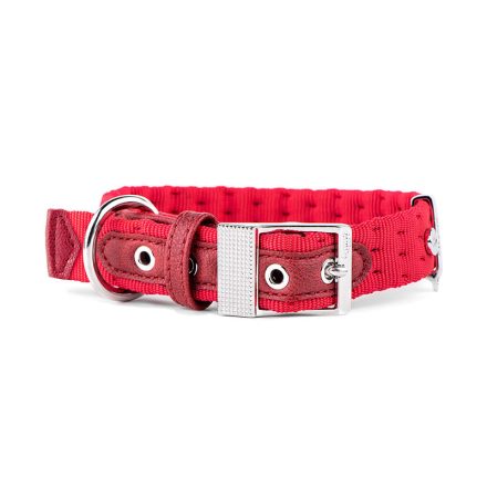 MY FAMILY MILANO NYAKÖRV BŐR-TEXTIL 37-45CM PIROS