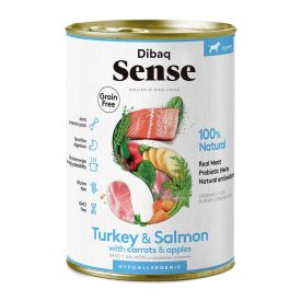   DIBAQ SENSE GABONAMENTES, HIPOALLERGÉN NEDVES KÖLYÖKTÁP PULYKÁVAL ÉS LAZACCAL