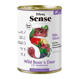   DIBAQ SENSE GABONAMENTES, HIPOALLERGÉN VADDISZNÓ- ÉS SZARVASHÚSOS NEDVES KUTYATÁ