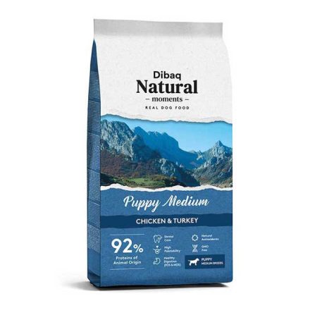  DIBAQ NATURAL MOMENTS PUPPY MEDIUM - MAGAS PRÉMIUM MINŐSÉGŰ ELEDEL CSIRKE- ÉS PULYKAHÚSSAL