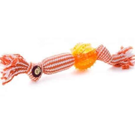 JK Animals Pamut kutyajáték TPR labdával 33cm Narancs