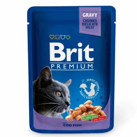 Brit Premium Cat Alutasakos macskaeledel tőkehallal 100g