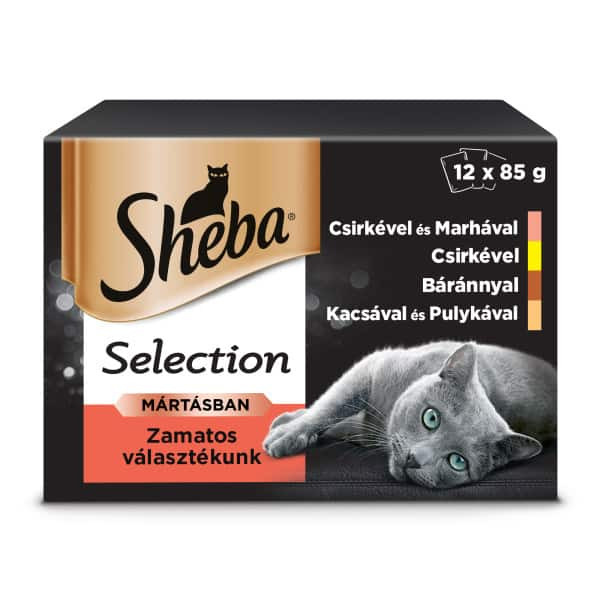 Sheba Selection zamatos választék mártásban felnőtt macskák számára csirkével és marhával 12x85g