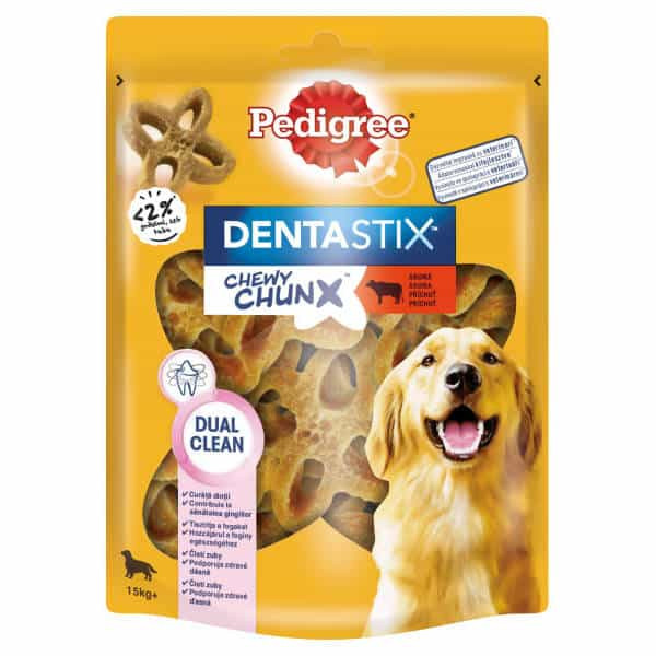 Pedigree DentaStix Chewy Chunx jutalomfalat közepes és nagy testű kutyák számára marha ízben 68g