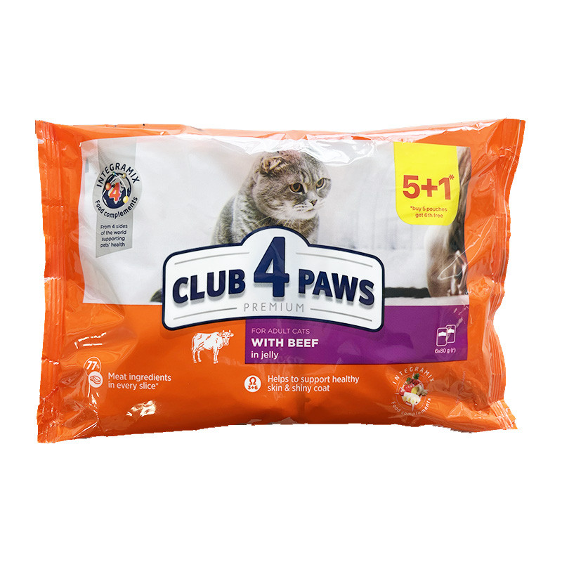 CLUB 4 PAWS PREMIUM CAT NEDVES ELEDEL MARHA 480G (5+1)