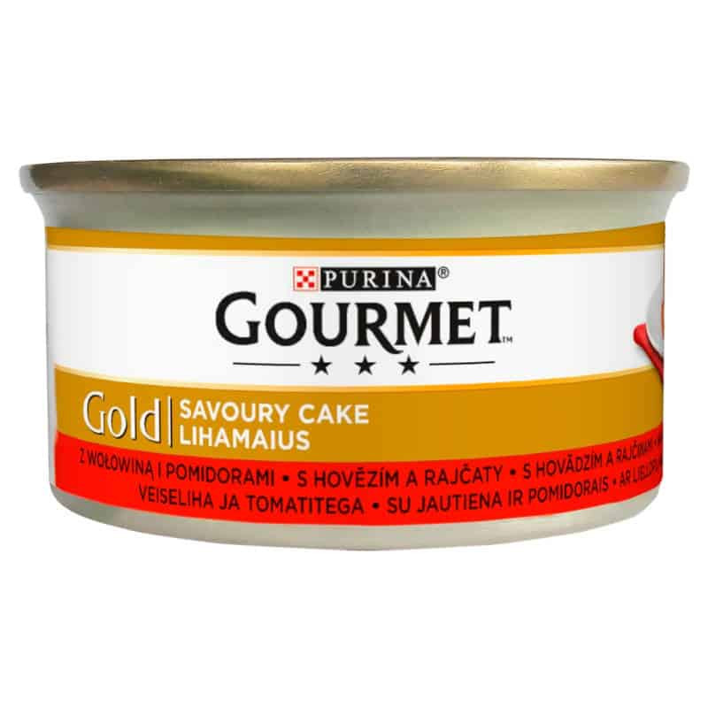 Gourmet Gold teljes értékű állateledel felnőtt macskák számára marhahússal és paradicsommal 85g
