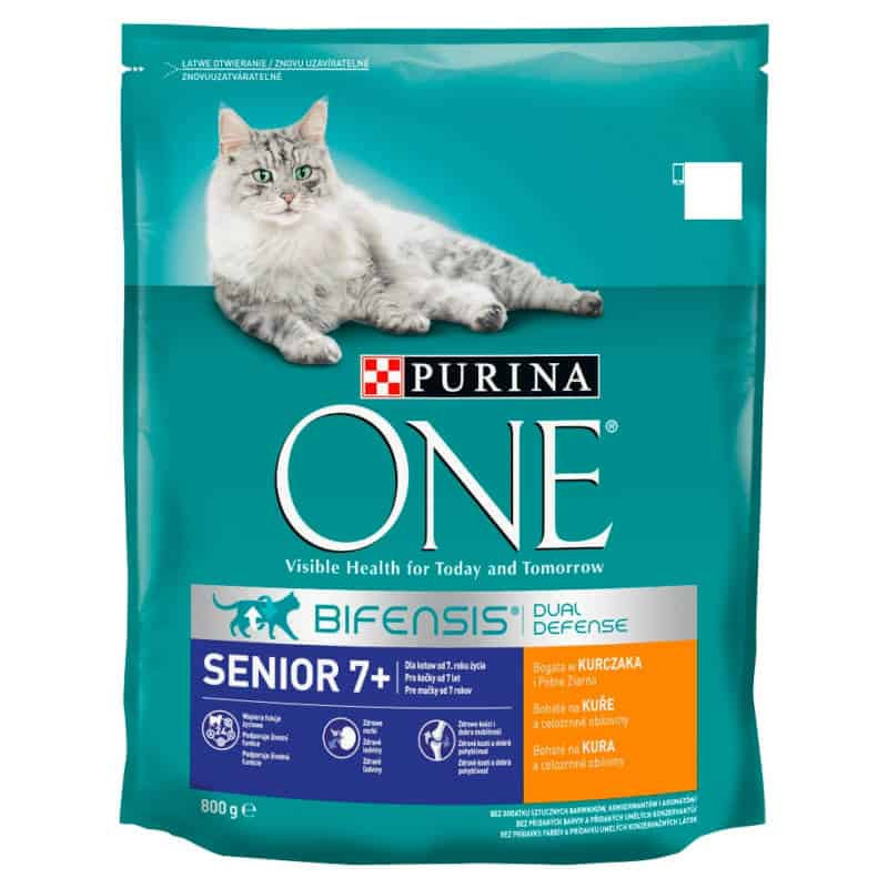 Purina One Senior 7+ teljes értékű állateledel 7 éves és idősebb macskák számára 800g