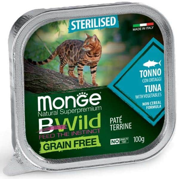 Monge Cat Bwild Pástétom - tonhal zöldségekkel - ivartalanított macskáknak - 100g