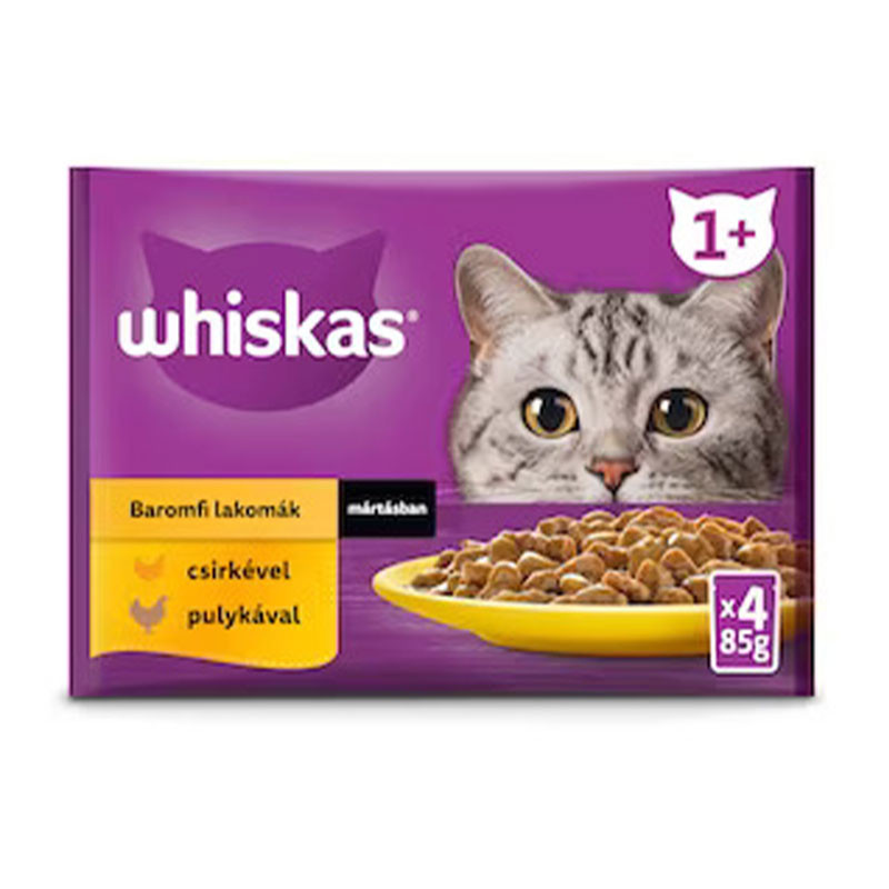 WHISKAS CAT POUCH 4X85G BAROMFI ASZP